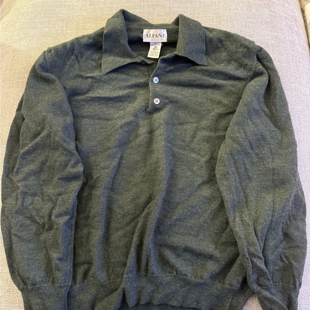 Alfani Men's Forest Green Polo Sweater